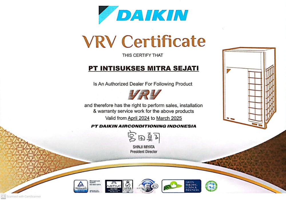 Certificate VRV Daikin