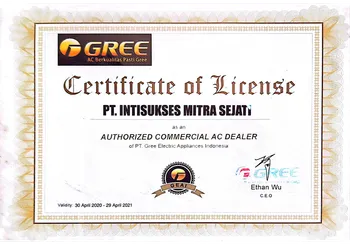 Certificate of license Gree